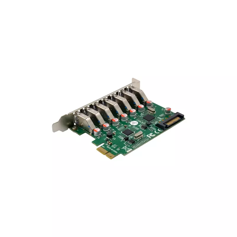 InLine USB-A 3.2 Gen.1 7 portu resursdatora kontrolieris PCIe, SATA barošana