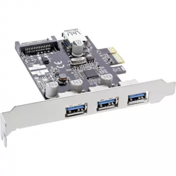 InLine 3+1 portu USB 3.0 resursdatora kontrolieris, PCIe, ar SATA barošanu un LP kronšteinu
