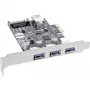 InLine 3+1 portu USB 3.0 resursdatora kontrolieris, PCIe, ar SATA barošanu un LP kronšteinu
