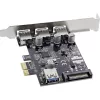 InLine 3+1 portu USB 3.0 resursdatora kontrolieris, PCIe, ar SATA barošanu un LP kronšteinu
