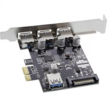 InLine 3+1 portu USB 3.0 resursdatora kontrolieris, PCIe, ar SATA barošanu un LP kronšteinu
