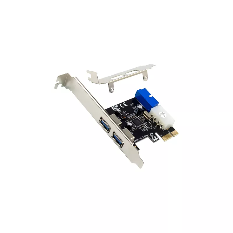 InLine 2+2 portu USB 3.2 Gen.1 resursdatora kontrolieris, PCIe, ar SATA barošanu + LP kronšteins
