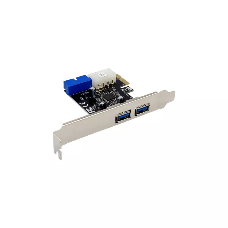 InLine 2+2 portu USB 3.2 Gen.1 resursdatora kontrolieris, PCIe, ar SATA barošanu + LP kronšteins
