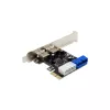InLine 2+2 portu USB 3.2 Gen.1 resursdatora kontrolieris, PCIe, ar SATA barošanu + LP kronšteins
