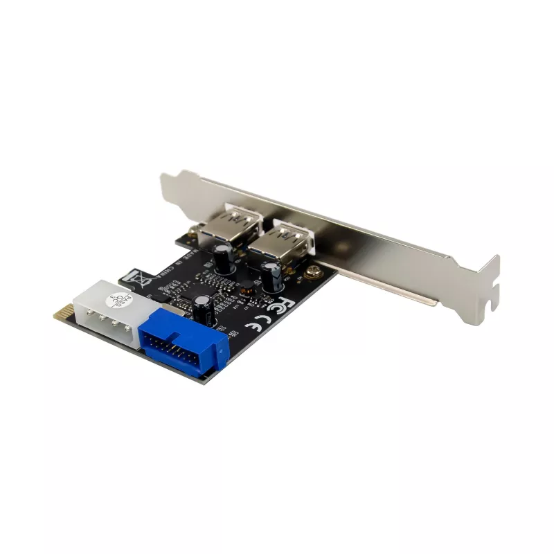 InLine 2+2 portu USB 3.2 Gen.1 resursdatora kontrolieris, PCIe, ar SATA barošanu + LP kronšteins