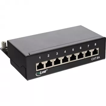 InLine Patch Panel Cat.6A galda/sienas montāža 8 portu melns RAL9005