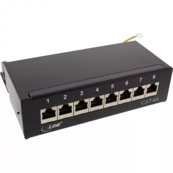 InLine Patch Panel Cat.6A galda/sienas montāža 8 porti melns RAL9005
