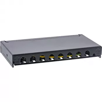 InLine Patch panel Cat.6A 0.5U 8 porti, galda/sienas/sliedes, melns, putekļu aizsardzība