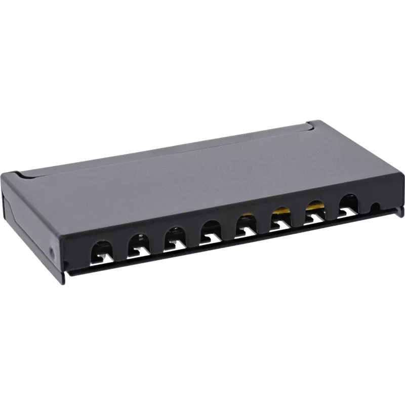 InLine komutācijas panelis Cat.6A 0,5U 8 porti, galda/sienas stiprinājums, melns RAL9005