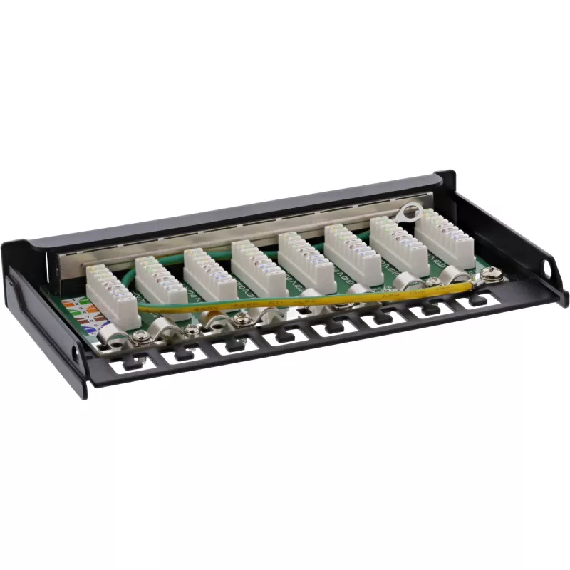 InLine komutācijas panelis Cat.6A 0,5U 8 porti, galda/sienas stiprinājums, melns RAL9005