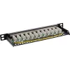 InLine plāksteru panelis 10 collu Cat.6A 0.5U 12 portu melns RAL9005