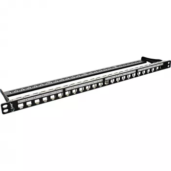Tukšs ielāpu panelis 19 collu InLine 76824C 24 porti RJ45 Keystones savienotājiem 0,5U melns