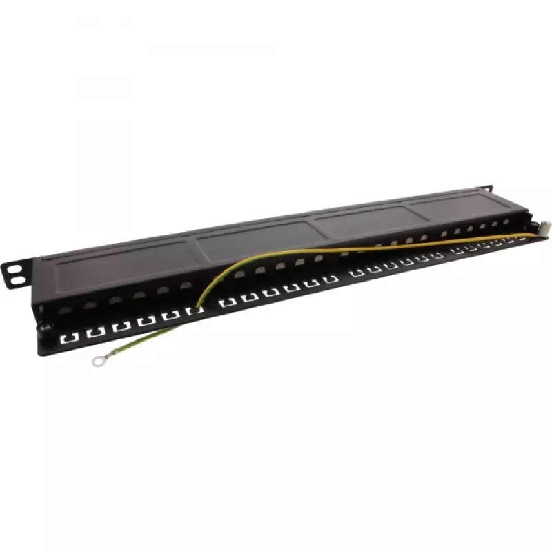 InLine Patch Panel 19 collu Cat.6A 24 portu 0.5U melns RAL 9005