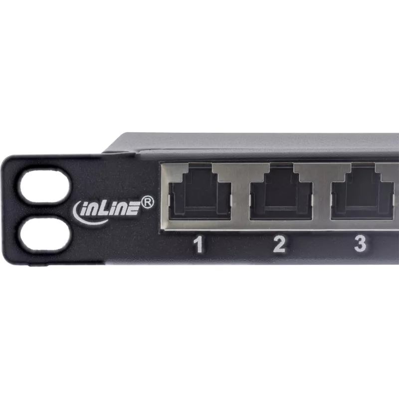 InLine 19 collu plākšņu panelis Cat.6A 0.5 U 24 porti, ar putekļu aizsardzību, melns