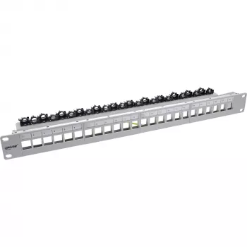 InLine Patch panel 24-way, Keystone empty panel Patch panel, 19 collu, 1U pelēks