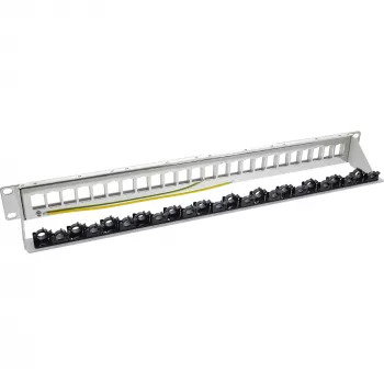 InLine Patch panel 24-way, Keystone empty panel Patch panel, 19 collu, 1U pelēks