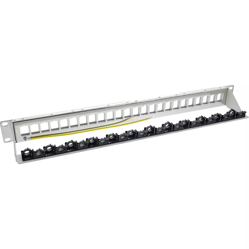 InLine Patch panel 24-way, Keystone empty panel Patch panel, 19 collu, 1U pelēks