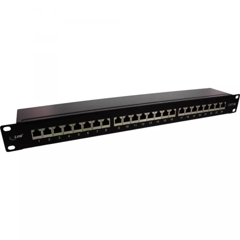 InLine ielāpu panelis 19 collu Cat.6A 24 portu 1U melns RAL 9005