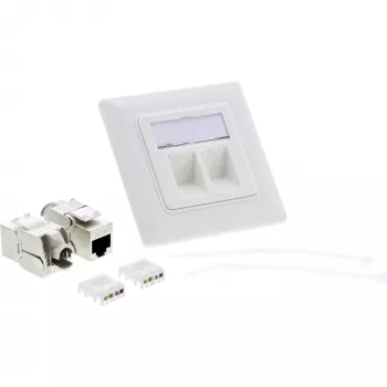 InLine Cat.6A kaste piestiprināma vienā līmenī 2x RJ45 balta RAL9010