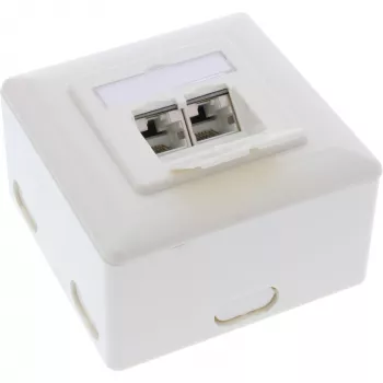InLine sienas pieslēgvieta Cat.6A virsmas montāžai 2x RJ45 ligzda RAL9010 balta