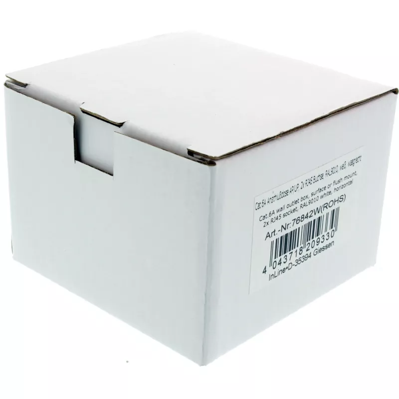 InLine sienas pieslēgvieta Cat.6A virsmas montāžai 2x RJ45 ligzda RAL9010 balta
