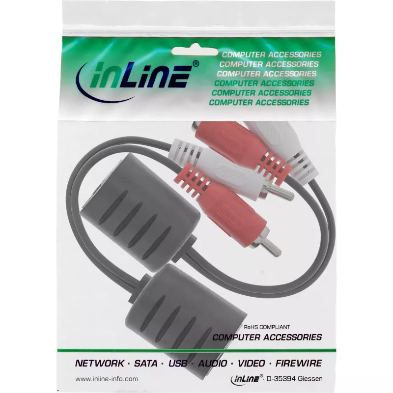 InLine RCA Audio pārraide caur LAN / Ethernet / RJ45 kabeli — 2 gab. viens komplekts