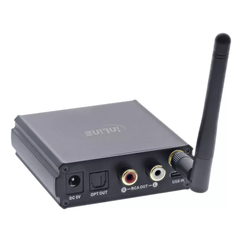 InLine Bluetooth 5.1 HiFi uztvērējs un USB DAC ar LCD, diapazons 30 m