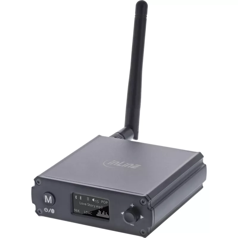 InLine Bluetooth 5.1 HiFi uztvērējs un USB DAC ar LCD, diapazons 30 m