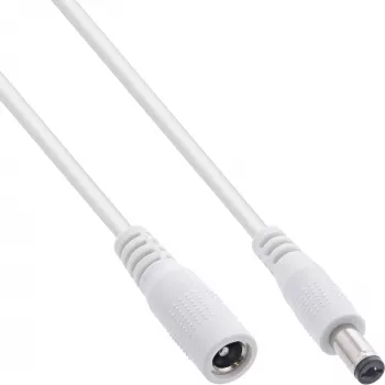 Strāvas kabelis InLine B-26802E 2 m, 5,5 x 2,1 mm savienotāji, 12 V 2 A, balts