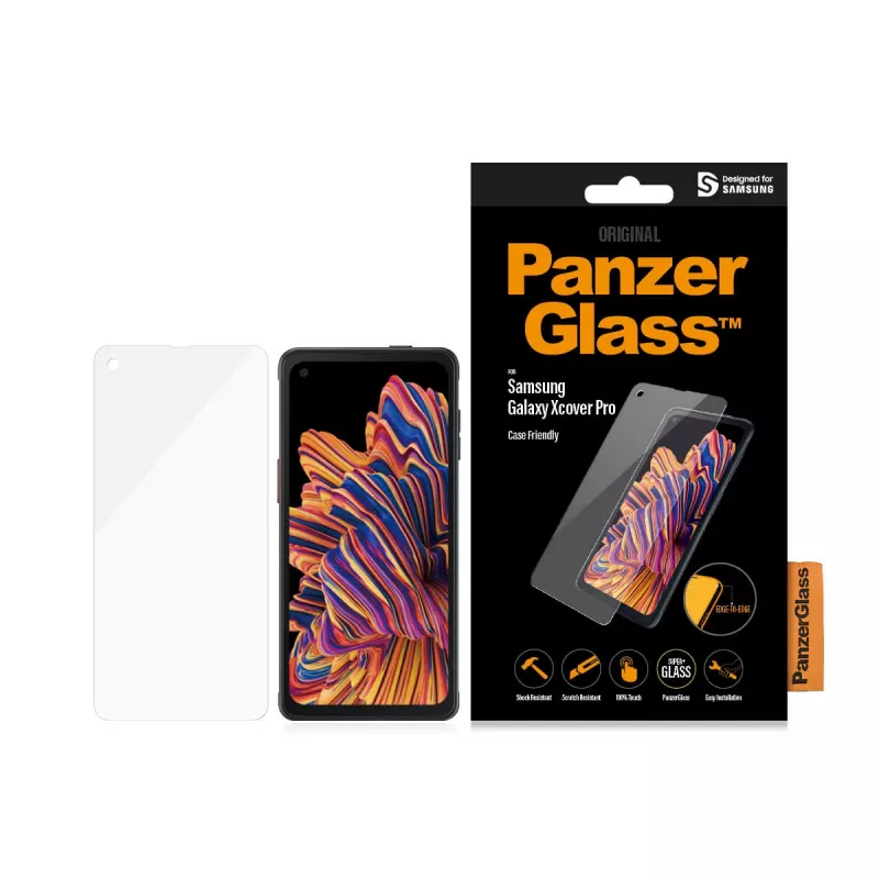 PanzerGlass® ekrāna aizsargs Samsung Galaxy Xcover Pro, Samsung, Samsung - Galaxy Xcover Pro, sausa uzstādīšana, izturīgs pret skrāpējumiem, izturīgs pret triecieniem, caurspīdīgs, 1 gab.