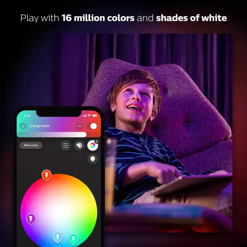 Smart LED starter kit Philips Hue balta and Colour Ambience — 2× E27 11W bulb, Bluetooth/Zigbee