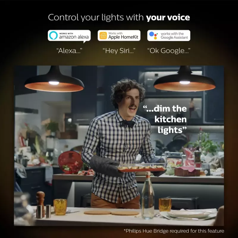 Smart LED starter kit Philips Hue balta and Colour Ambience — 2× E27 11W bulb, Bluetooth/Zigbee