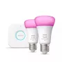 Smart LED starter kit Philips Hue balta and Colour Ambience — 2× E27 11W bulb, Bluetooth/Zigbee