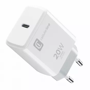 Cellularline USB-C lādētājs 20W - iPhone 8 un jaunākiem modeļiem paredzēts 20W USB-C tīkla lādētājs iPhone 8 un jaunāku modeļu uzlādēšanai ar maksimālo ātrumu