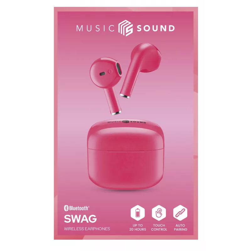 Music Sound Swag SWAG ir kapsulas formas Bluetooth austiņas daudzās spilgtās, supermodernās krāsās.