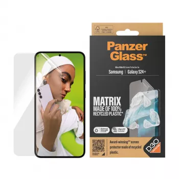 PanzerGlass ® ECO MATRIX ekrāna aizsargs ar D3O® Samsung Galaxy S24+ | īpaši plats pārklājums ar izlīdzināšanas komplektu