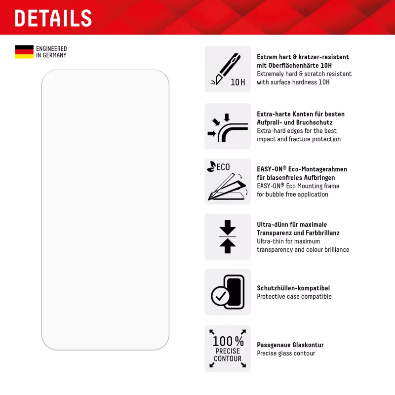 Displex Ekrāna aizsargs (10H) Xiaomi 14, EASY-ON® Eco montāžas rāmis, izturīgs pret skrāpējumiem