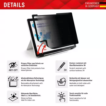 Displex TABLET PRIVACY SAFE noņemams 2 virzienu privātuma filtrs iPad 10,2 inch (7./8./9. paaudzei)