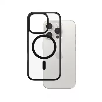 PanzerGlass ® HardCase caurspīdīgs ar melnu MagSafe & rāmi iPhone 16 Pro