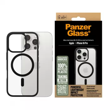 PanzerGlass ® HardCase caurspīdīgs ar melnu MagSafe & rāmi iPhone 16 Pro