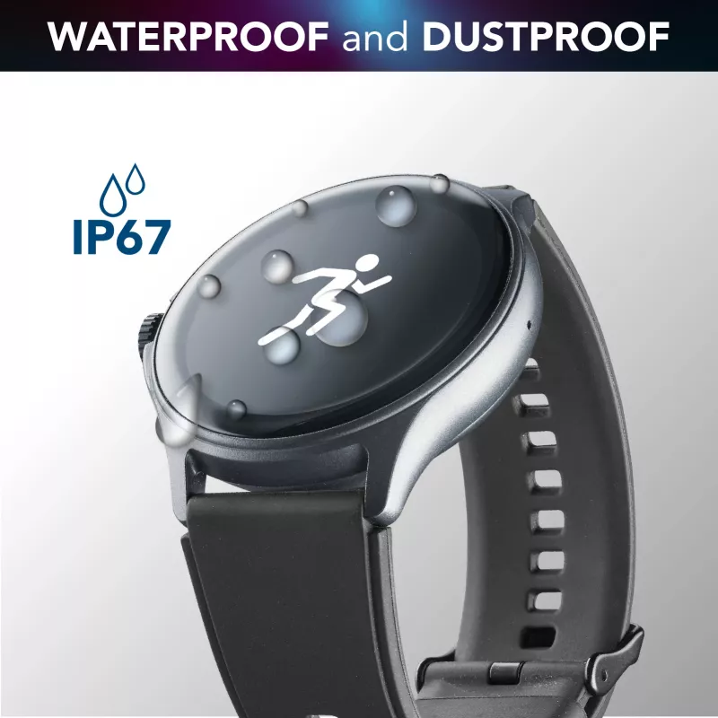 Cellularline ION PRO Round Bluetooth® viedpulkstenis ar lietotni, 3,51 cm (1,38 collas), TFT, skārienjūtīgs ekrāns, 0,00064 GB, 98 g