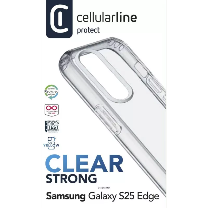 Cellularline Clear Strong - Galaxy S25 Edge ciets maciņš ar gumijas malām