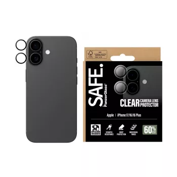 Kameras lēcas aizsargs PanzerGlass SAFE iPhone 17 16 16 Plus Pret skrāpējumiem Triecienizturīgs Caurspīdīgs