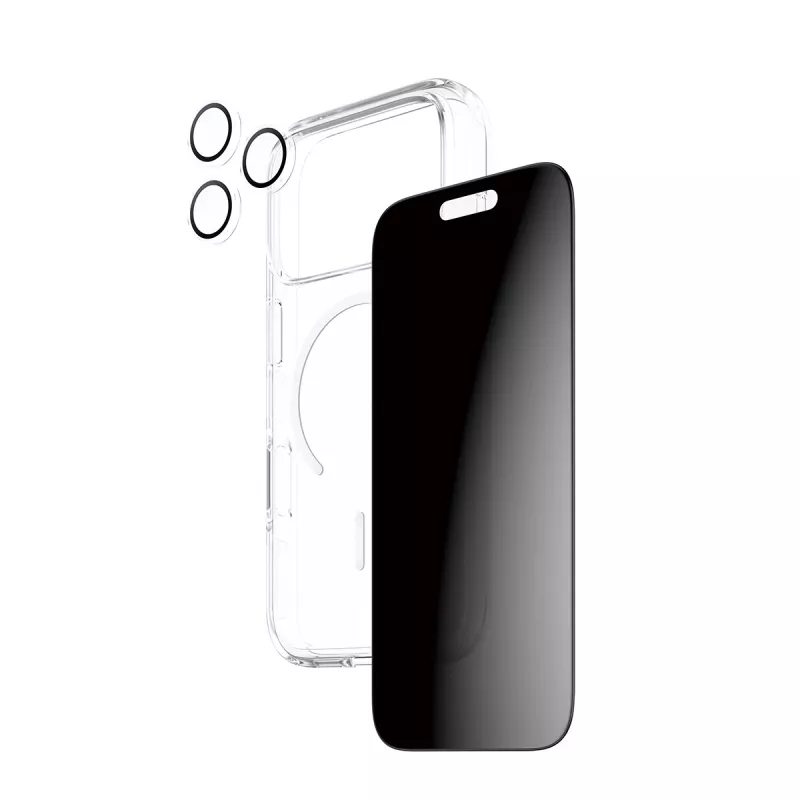 PanzerGlass CARE privātuma aizsargapvalks iPhone 17 Pro — 3-in-1, privātuma aizsardzība, integrēts kameras vāciņš