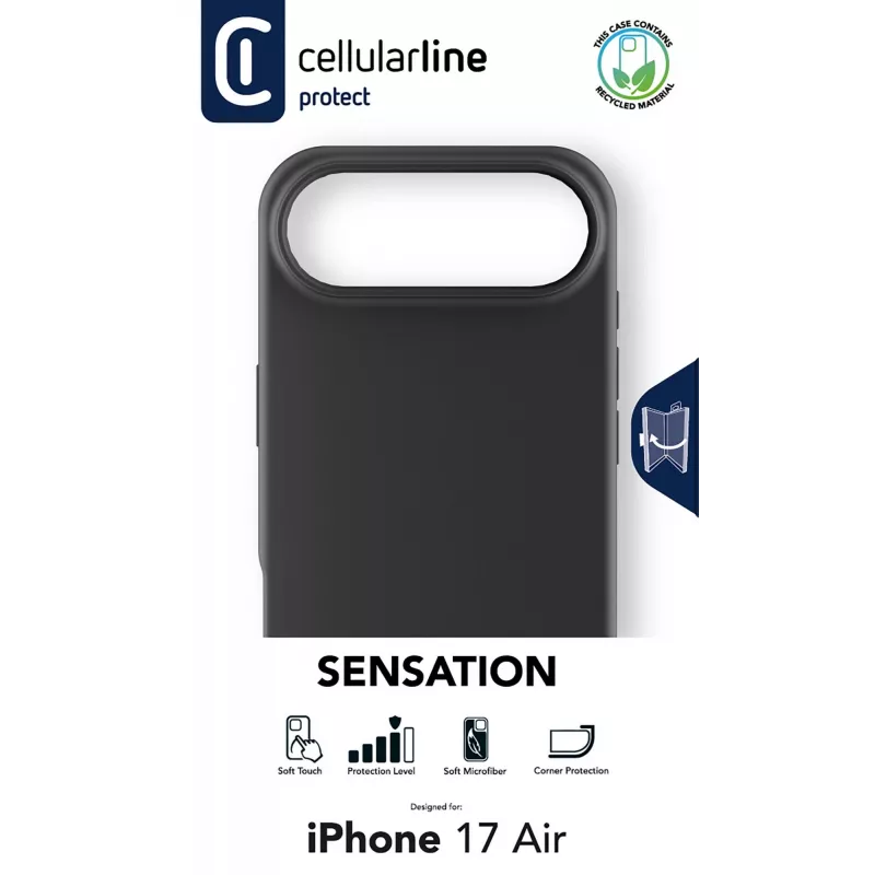 Cellularline Sensation - iPhone Air īpaši mīksts silikona maciņš ar mīksti pieskārienu apdari, kas lieliski aizsargā katru jūsu iPhone Air detaļu ar eleganci un komfortu.
