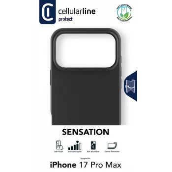 Cellularline Sensation - iPhone 17 Pro Max īpaši mīksts silikona maciņš ar mīkstu pieskāriena apdari, ideāli piemērots, lai ar eleganci un komfortu aizsargātu katru jūsu iPhone 17 Pro Max detaļu.
