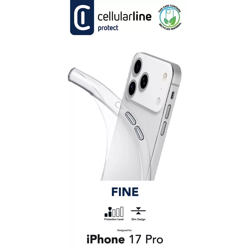 Cellularline Fine - iPhone 17 Pro, Cover, Apple, iPhone 17 Pro, 16 cm (6.3 inch), Transparent