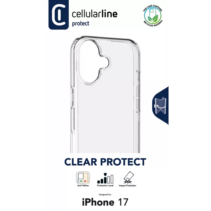Cellularline Clear Protect - iPhone 17 ciets maciņš ar gumijas malām