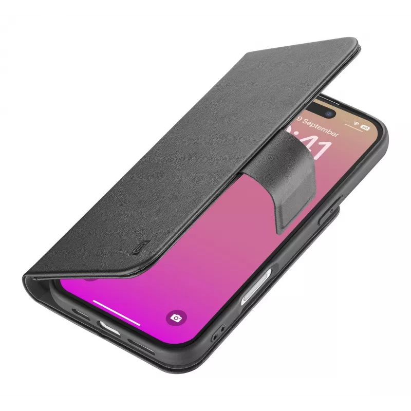 Cellularline Book Agenda - iPhone 17 ādas efekta grāmatveida vāciņš ar magnētisko aizdari