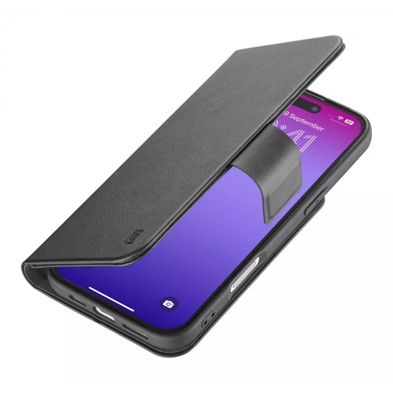Cellularline Book Agenda - iPhone 17 Pro ādas efekta grāmatiņas vāciņš ar magnētisko aizdari